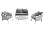 4 Pieces Beige Poly Rattan Sofa Aluminum Patio Furniture Set