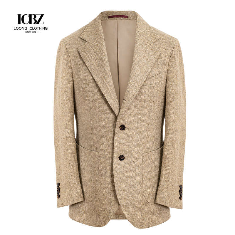Button Fly Woolen Cloth Fabric Thicken Men's Suit Jacket for Winter Business Daily Blazer