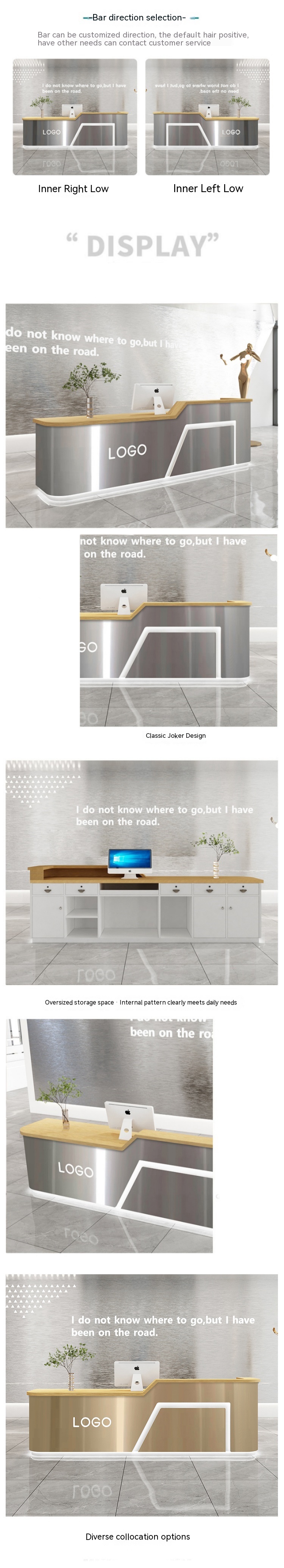 Mail packing N stainless steel cashier desk for hotel beauty salon and clothing store