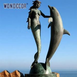Wholesale Custom Outdoor Decoration Famous Life Size Bronze Mermaid Dolphins Statue from china suppliers