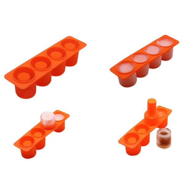 4 Cubes Soft High Quality Silicone Ice Shot Glass Mold Colorful Fancy Ice Shot