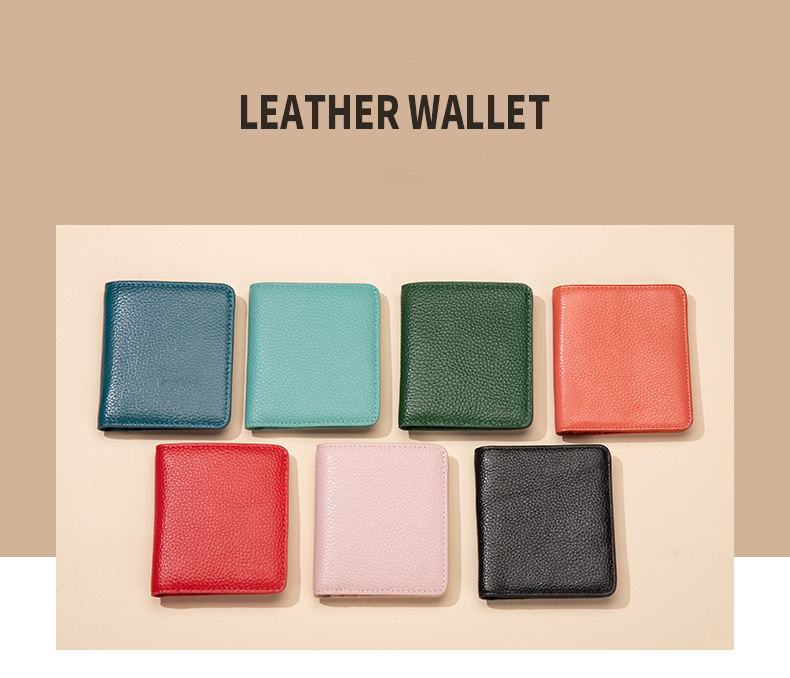 Low MOQ Mix Models Genuine Leather Wallet with RFID Blocking and Zipper Front Pocket