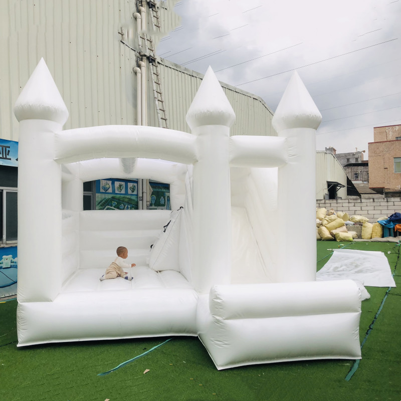 Commercial Combo White Bounce House With Slide Inflatable Bouncer Amusement Equipment