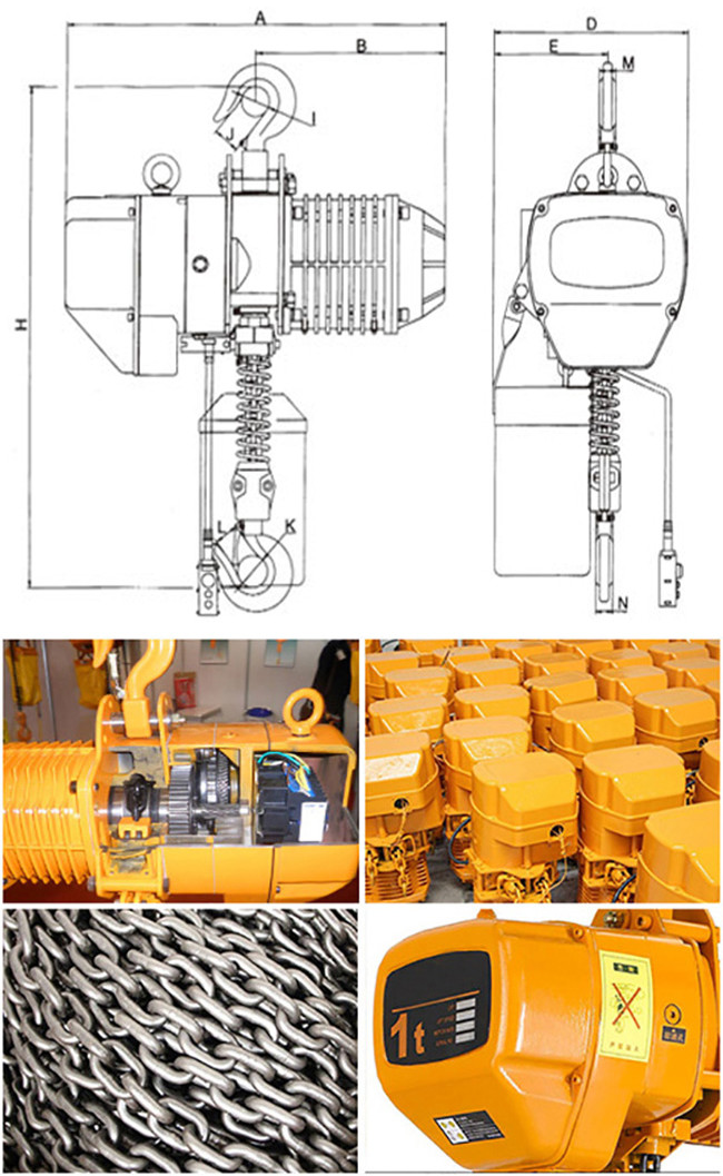 Fixed Transmission Line Stringing Tools 1 Ton Electric Chain Hoist For Lifting