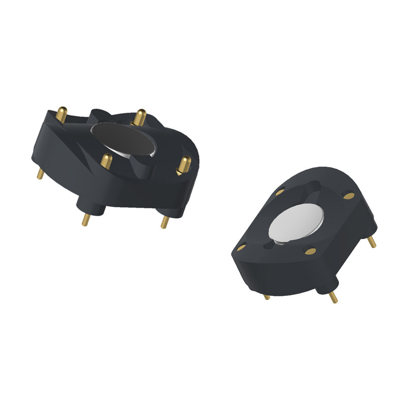 Through Hole Round Magnetic Connector 4 Pin Pogo Pin Connectors Customized