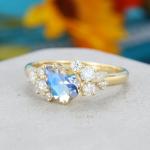 14K Yellow Gold Bridal Antique Promise Anniversary Gift for Women Pear Shaped