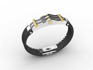Wholesale Top Quality Europe Fashion Stainless Steel Genuine Leather Silicone Bangle Bracelet ADB43 from china suppliers