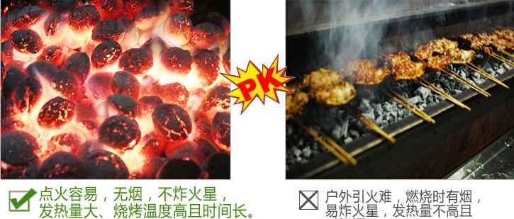 Outdoor barbecue speed burning charcoal; family camping new 1KG flammable charcoal; paper bag barbecue carbon；