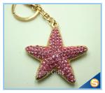 Rhinestone metal Starfish Keychain Attachment Cute Metal Keychain For Women's