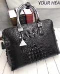 Genuine Crocodile Skin Men's Gray Laptop Briefcase Handbag Authentic Real