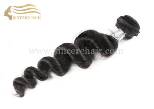 Wholesale 55 CM Loose Wave Hair Weft Extensions for sale - 22 Inch Black Loose Wave Remy Human Hair Weft Extension for sale from china suppliers