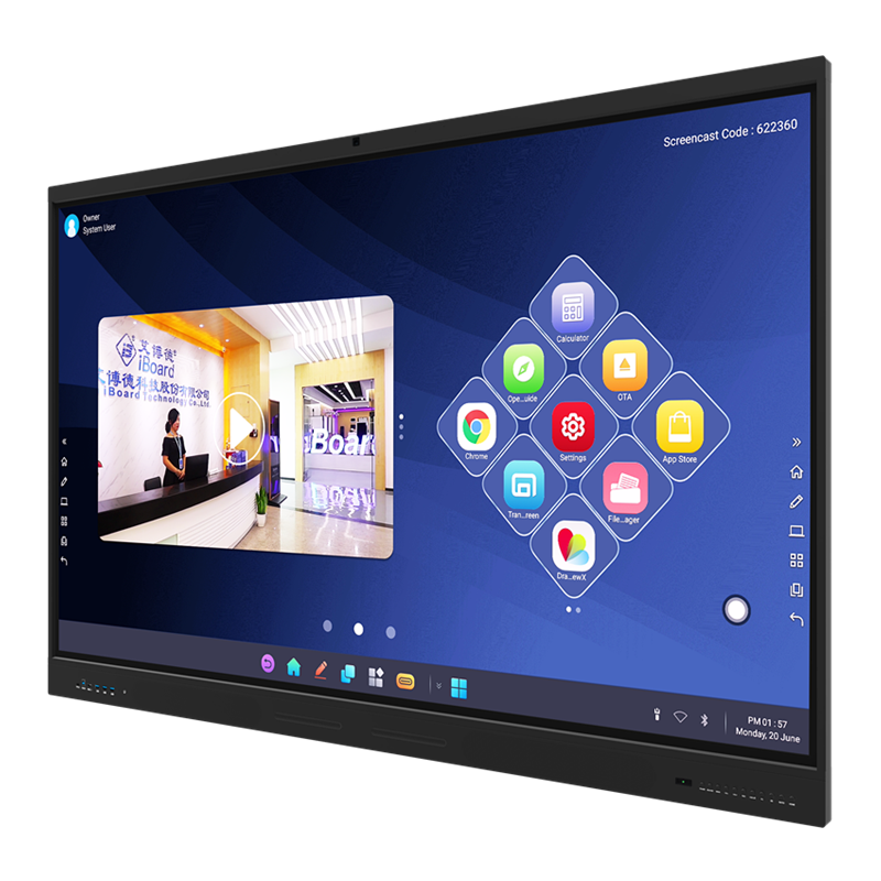 75 inch 4K UHD Interactive Flat Panel with 20-Point Multi-Touch for Classroom and Workplace