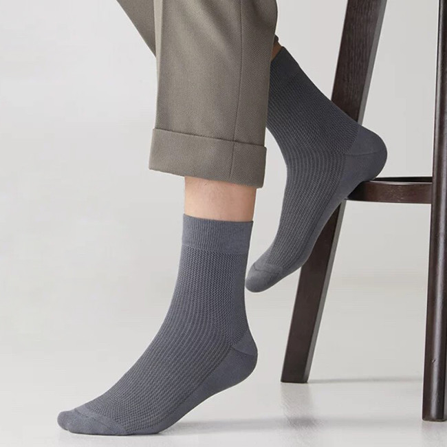 Breathable Solid Mesh Mens Summer Socks Thin Bamboo Work Socks