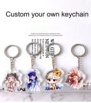 Transparent Acrylic Keychain With Metal Ring Cartoon character Durable Silk
