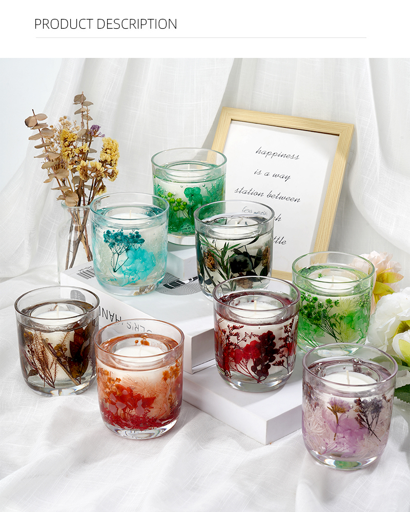 Glass Jar Scented Candle Customized Logo Acceptable Creative Wax Jelly Aromatherapy Scented Glass Jar Candle