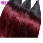 Virgin Natural Burgundy Hair 3 Bundles With 4*4 Lace Closure , Straight Hair
