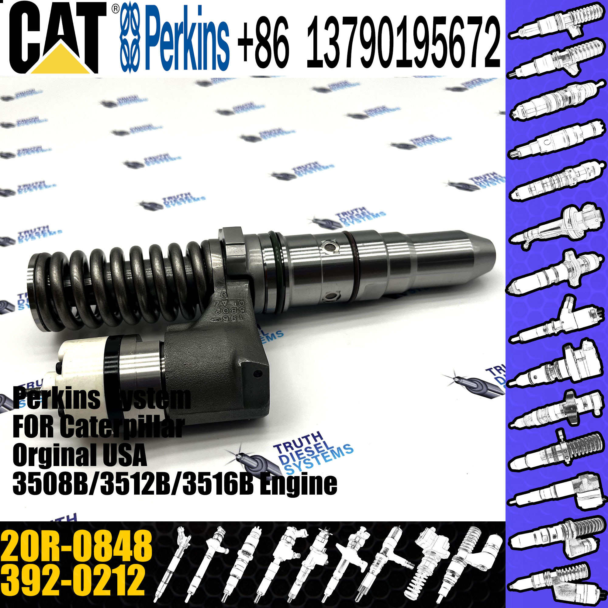 3920212 Fuel Injector CA3920212 392-0212 20R0848 20R-0848 for Caterpillar 3506 3508 3512 3516 3524 Engine