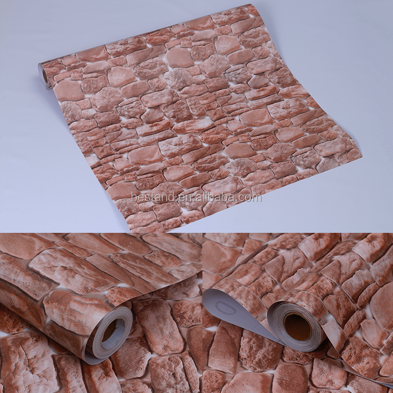 ECO Friendly Matt 3D Brick Stone Wallpaper Vinyl PVC 3D Brick Effect Wallpaper