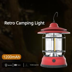 Wholesale Outdoor retro American camping light 3 gears adjustable USB rechargeable portable camping tent flashlight from china suppliers