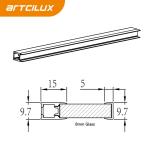 A2107 LED Glass Clip Light 300-2700 length x9.7 width x15mm height Aluminum PC