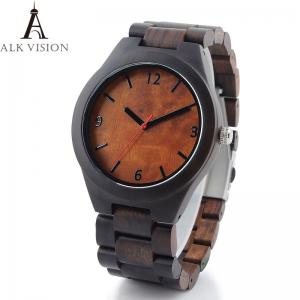 Wholesale Natural Black Wood Watch Men Business Luxury Stop Watch Quartz Movement Wood Watches Luxury Gift Full Wooden Watches from china suppliers