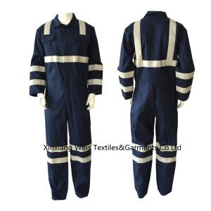 China Navy Blue High Visibility Reflective Industry Workwear Coverall / Men Women FR Rated Fire Retardant Coveralls Jump Suit on sale