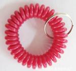 Plastic elastic coil spring keychain red color hot sale wrist coil keychain