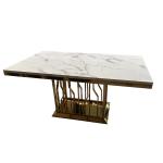 Modern Luxury Stainless Steel Marble Apartment Square Dining Table
