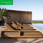 Hotel Function Patio Garden Outdoor Furniture Weathered Solid Wood Daybed Lounge