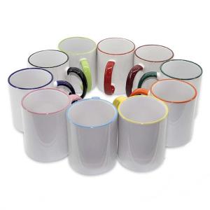 Wholesale Custom Blank Sublimation Ceramic Mug Rim Colored 11oz Sturdy Design from china suppliers