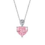 S925 Sterling Silver Necklace for Women Pink Heart White Drop Pear CZ Pendant
