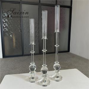 Wholesale High Quality Candle Holder 3 pcs Set Crystal Wedding Decor Supplies Tall Centerpiece Crystal Candle Holder from china suppliers