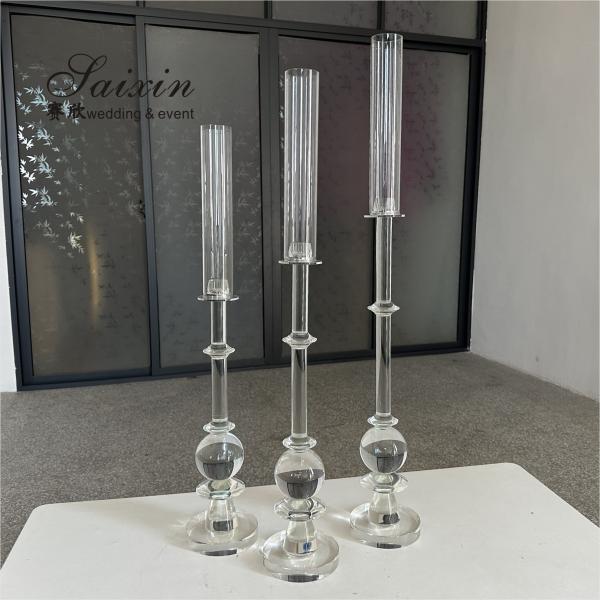 High Quality Candle Holder 3 pcs Set Crystal Wedding Decor Supplies Tall