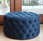 Elegant round vintage wooden tufted foot rest ottoman stool event wedding