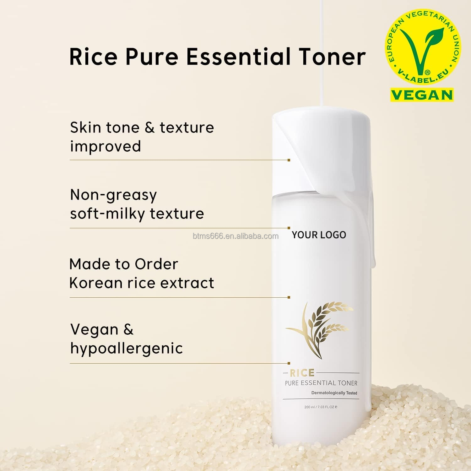 Organic Rice Facial Skin Toner Korean Private Label Wholesaler Face Moisturizer Water Rice Pure Essential Toner