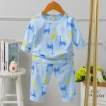 Full Flower Long Sleeve Pj Set Cotton Pyjamas Odor Resistant For 80cm height