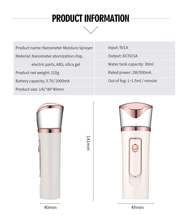 0.3 Um Atomization Nano Facial Mister 30 Ml Tank Capacity Nano Mister Sprayer