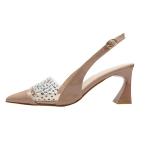 3668-7 Korean Fashion Pointed Shallow Mouth High Heels Rhinestone Net Red Thin