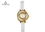 Narrow Leather Belt Diamond Wrist Watch , Ladies Leather Wrist Watches Eco
