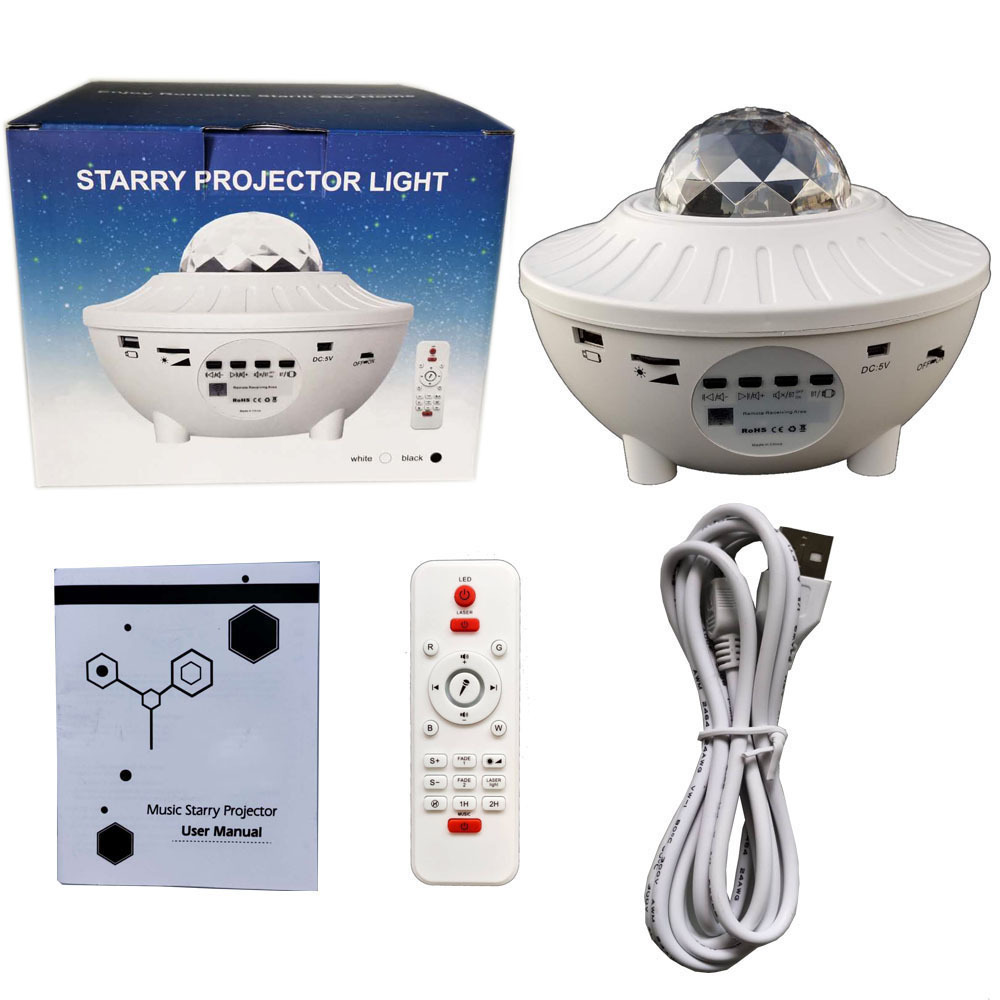 Star Projector Galaxy LED Star Night Light Lamp Music Starry Water Wave Galaxy Projector Light Bluetooth Sound-Activated Light