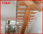 Solid Wood Staircase VK68S Wooden Handrail Tread Beech ,Railing tempered glass,