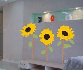 Wholesale Artificial Carving RemovableSunflower Wall Sticker F177 from china suppliers