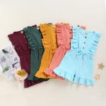 Children'S Outfit Sets Solid Color Ruffled Children'S Jumpsuit Multi Color