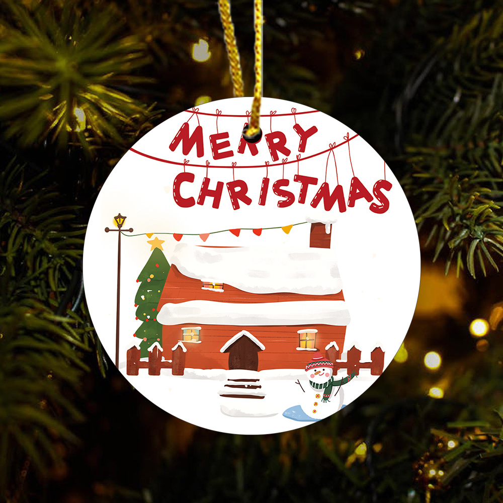 Custom Ceramic Hanging Christmas Tree Ornaments For Festival Holiday Decoration
