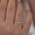925 Sterling Silver Curved Diamond CZ Engagement Ring Stack Wedding Band