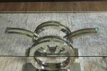 Seagulls Design Luxury Modern Glass Top Dining Table Set 4 Seater Stainless