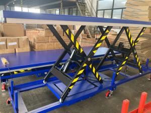 Wholesale Mobile DC Battery Powered Tandem Scissor Lift Table Transferring Bulky Heavy Item from china suppliers