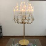 New wedding decoration tall 25 arms White standing metal candelabras with glass