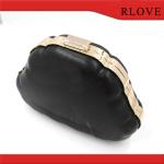 Ladies purse leather product gold color evening bag box metal frame