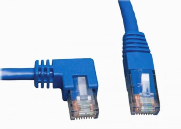Quality Ethernet Lan Patch Cord Network Data Cable / Right Angle Cat6 Cable Blue Color for sale